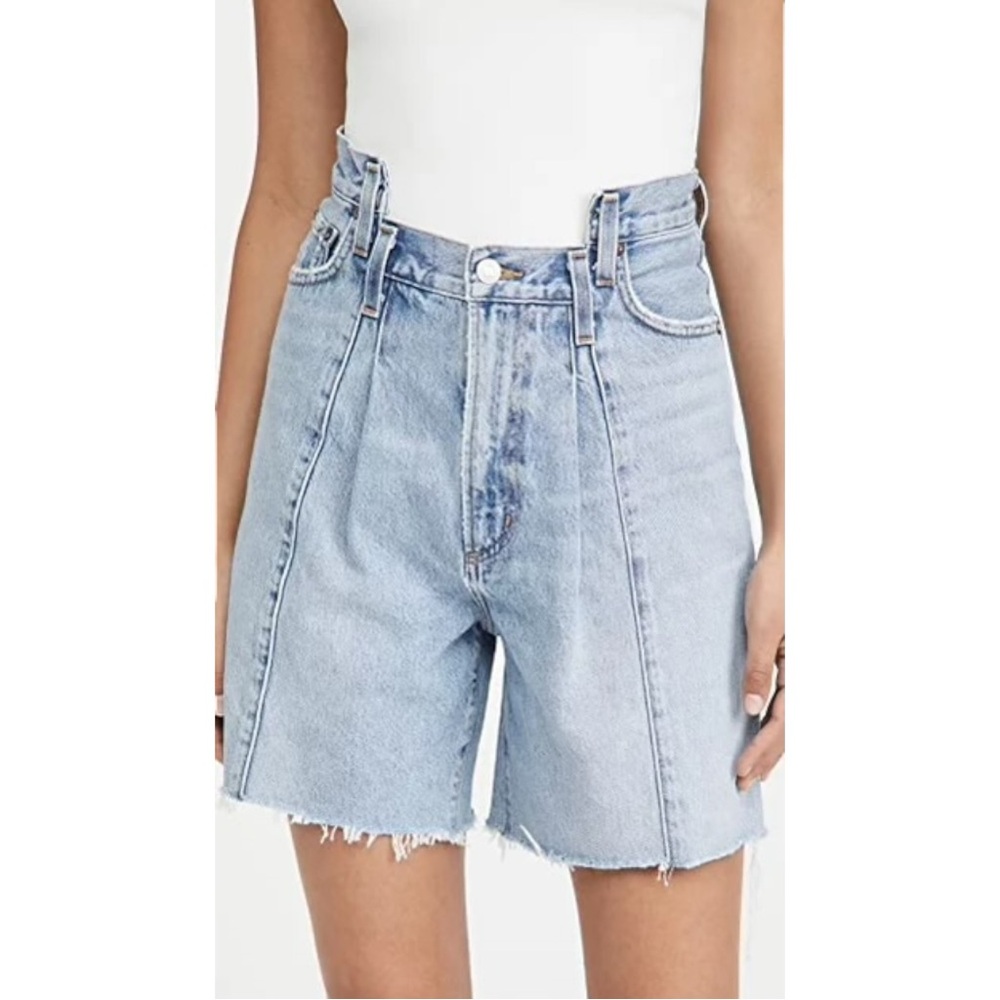 AGOLDE Pieced Angled Shorts - Light Wash Blue Denim High Rise Shorts sz 23